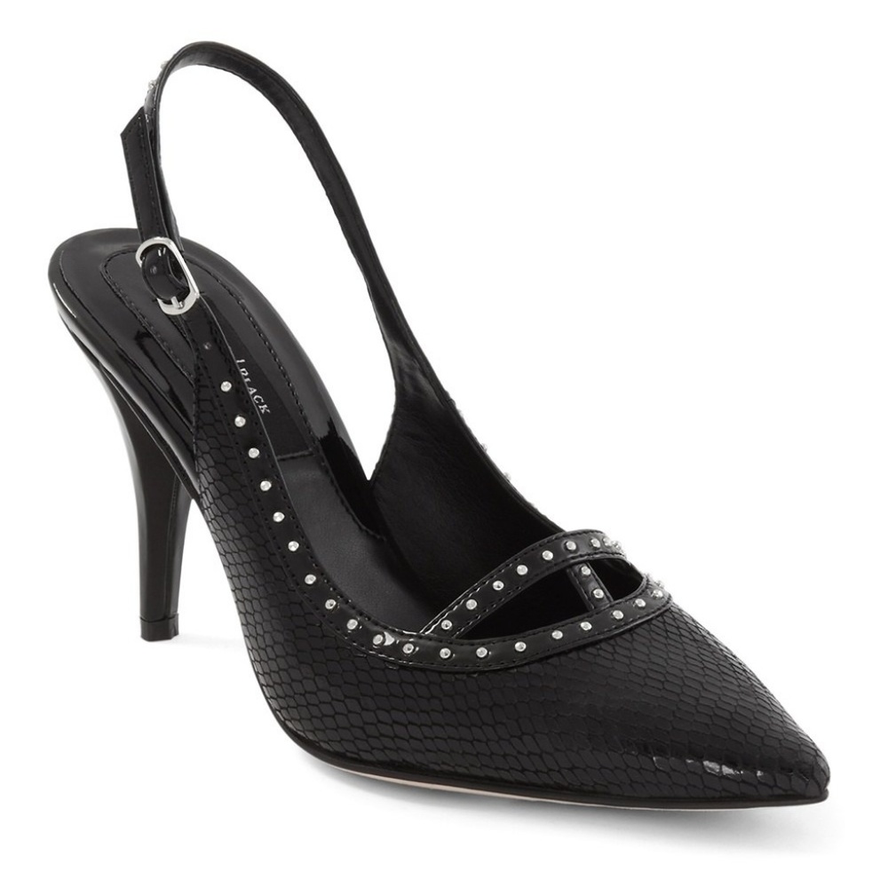 WHBM black Patent Leather Megan Slingback Heels 8